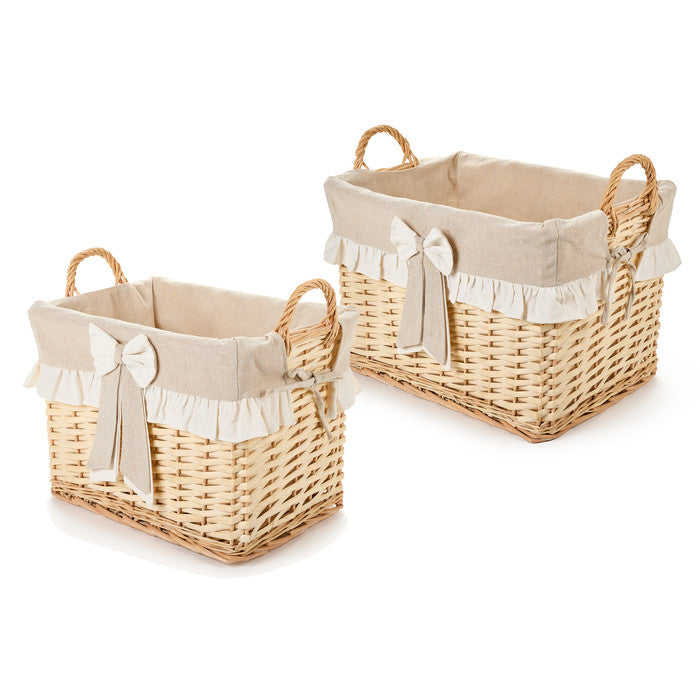 Nuvole di stoffa - cestino in viminicon manici