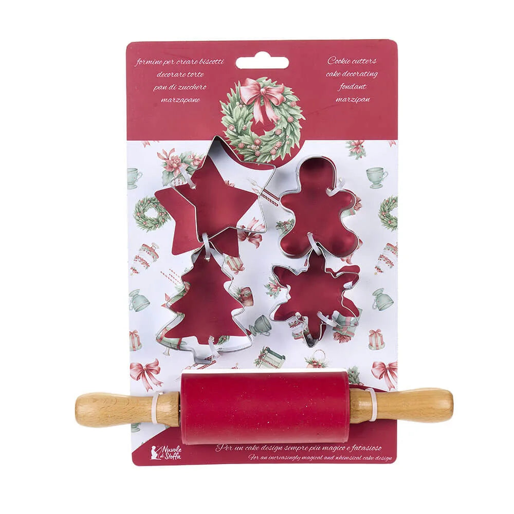 Nuvole di Stoffa Set Natale Stampini + Mattarello