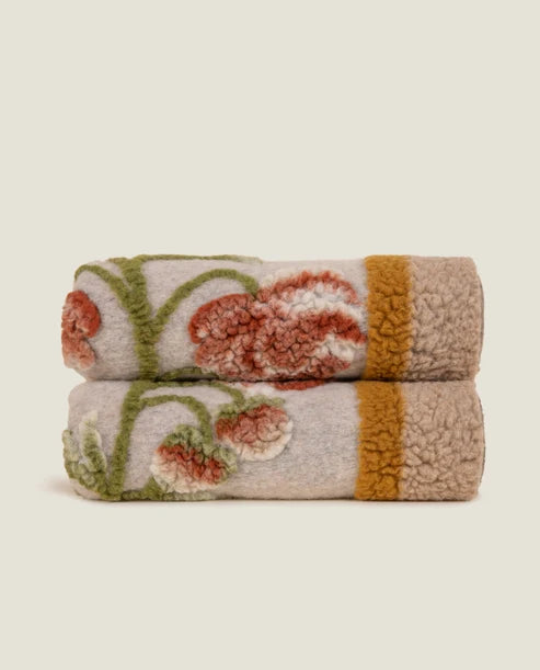 I Frati home -Landscape Peony – Plaid in Lana Cotta Merinos Certificata Woolmark