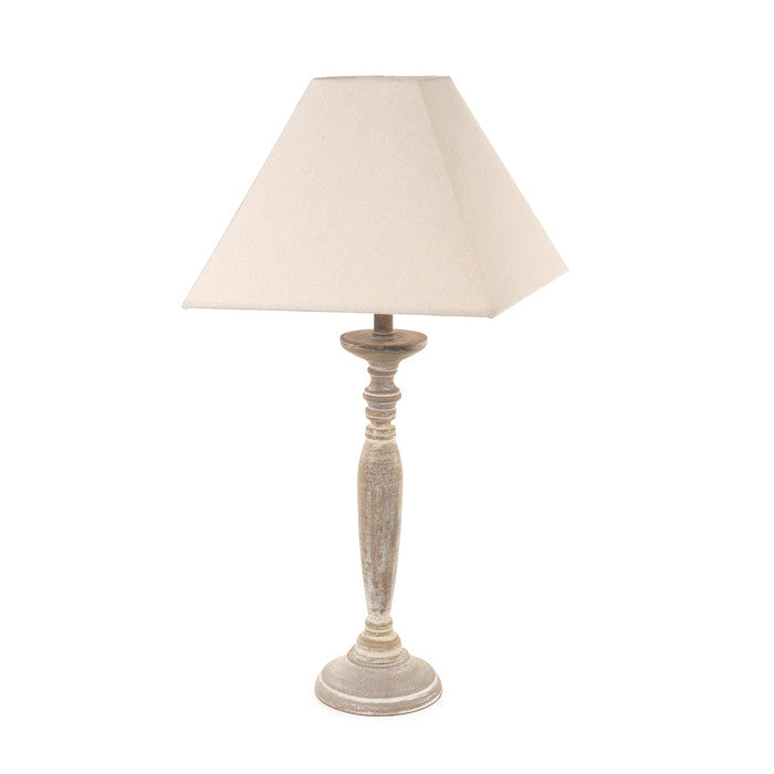 Nuvole di stoffa -lampada da tavolo in legno con cappello