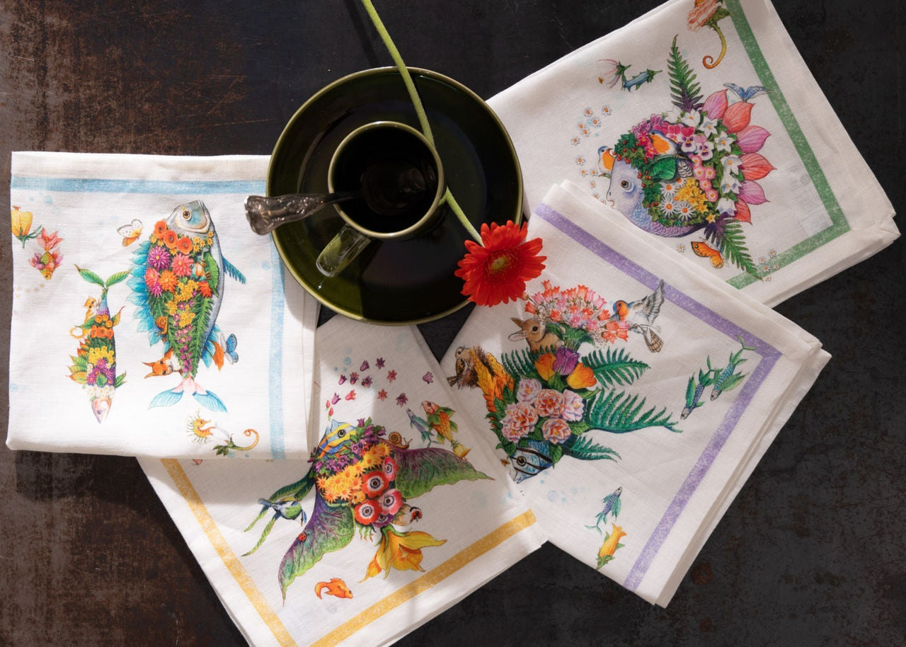 Tessitura Toscana Telerie -Set 4 tovaglioli pesciflora