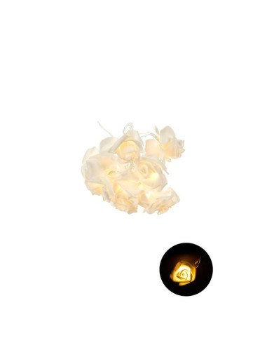 Nuvole di stoffa - festone 10 led con rose bianche