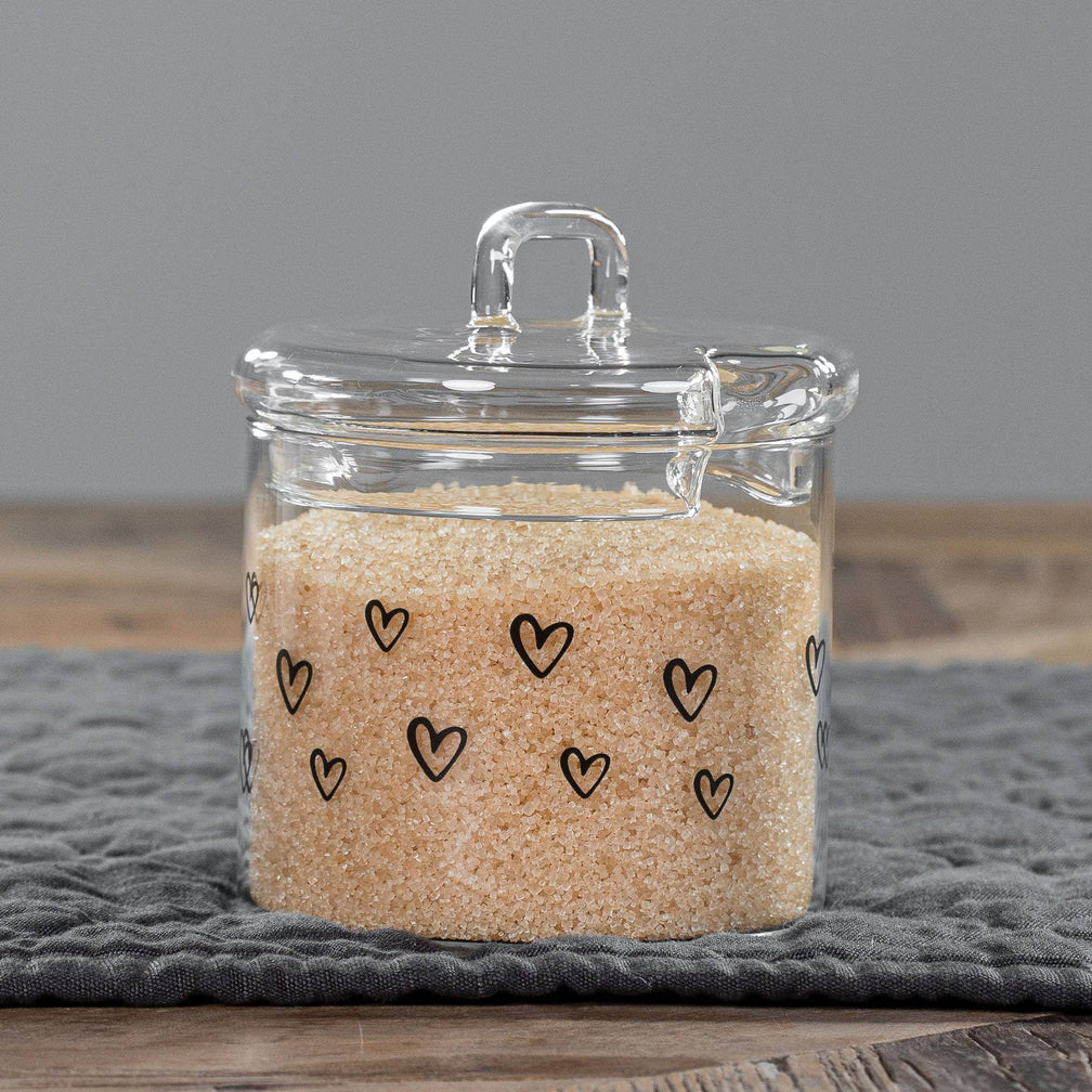 ZUCCHERIERA IN VETRO Ø9CM CUORI