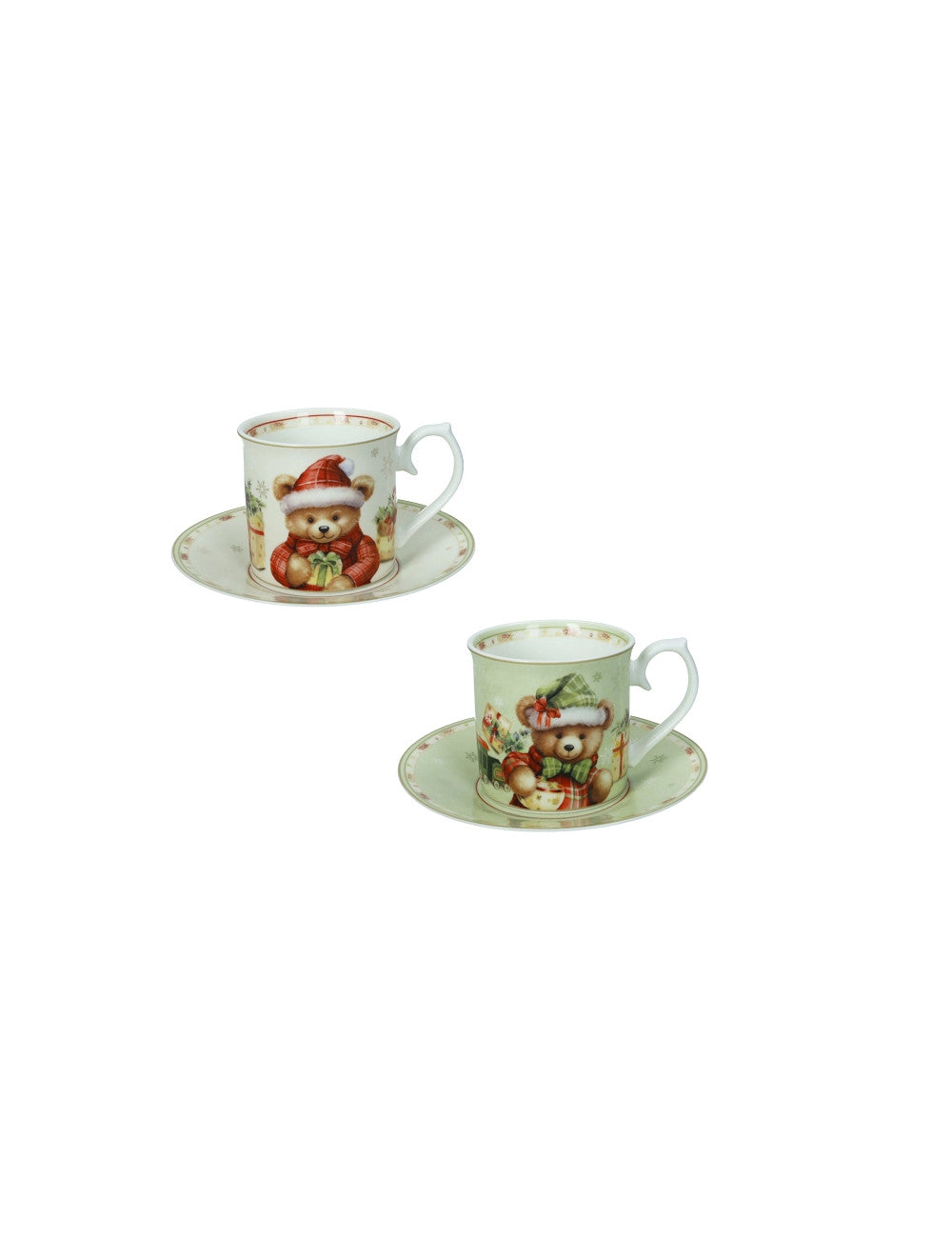 Brandani Tandem New Bone China Set Da 2 Tazze - Grigio Con Decori Alternati, Eleganti, Made In Italy