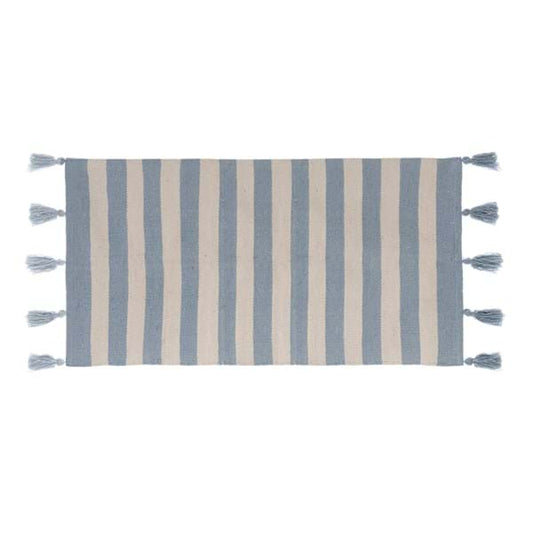 Blanc Mariclo Tappeto a righe con nappe