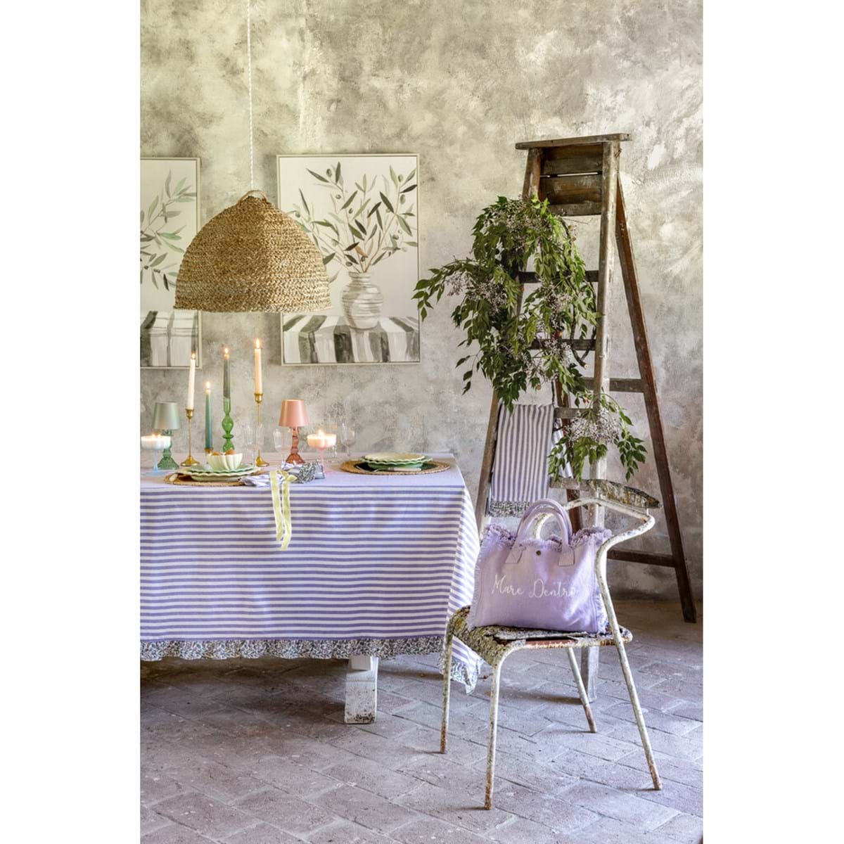 blanc mariclo' - tovaglia con gala e righe