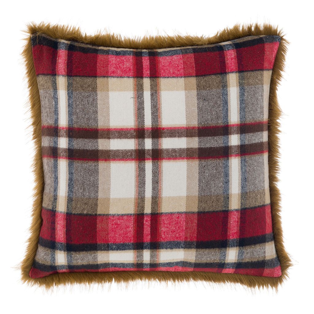 Blanc mariclo'- cuscino tartan con pelliccia