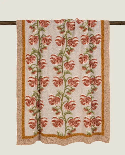 I Frati home -Landscape Peony – Plaid in Lana Cotta Merinos Certificata Woolmark