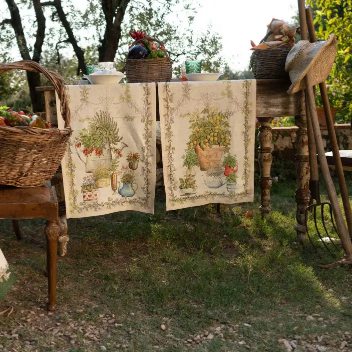 Tessitura toscana telerie -Runner Etruscan Garden