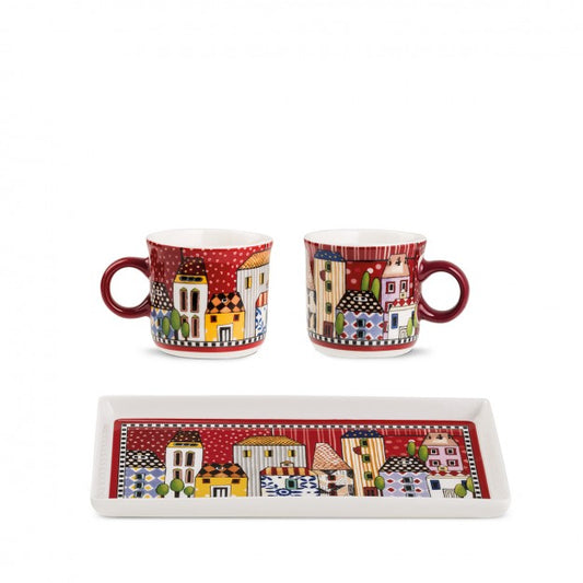 Egan -Paese mio -set 2 tazzine caffe con vassoio