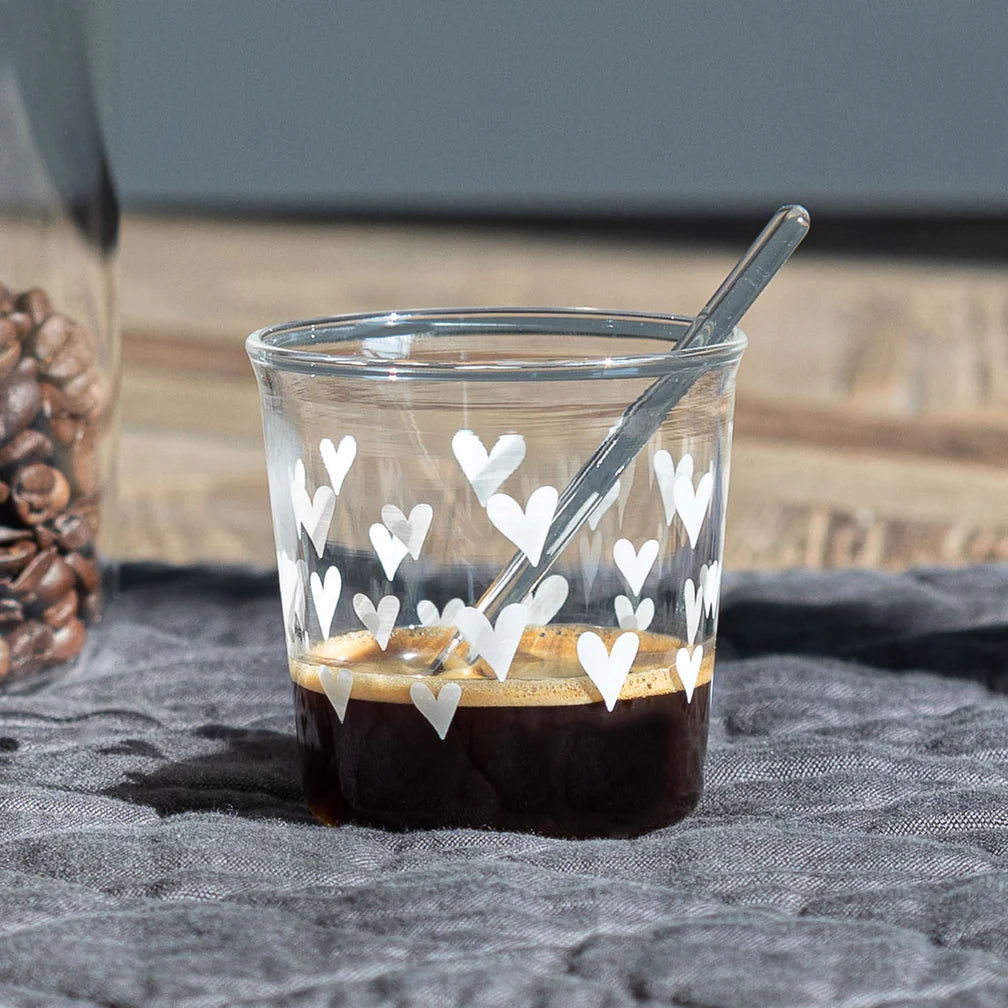 SET 4 BICCH. ESPRESSO TAPP. CUORI BIANCO