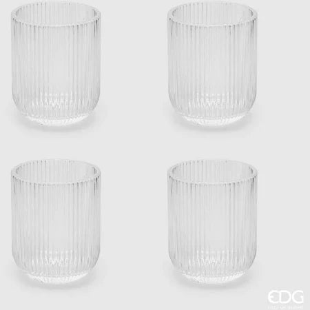 EDG - Bicchiere tumbler trasparente righe set 4 pz